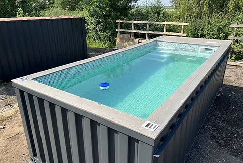 PISCINA CONTENEDOR 20 PIES JET DE NATACIÓN GRIS ANTRACITA
