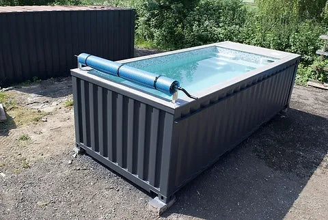 PISCINA CONTENEDOR 20 PIES JET DE NATACIÓN GRIS ANTRACITA
